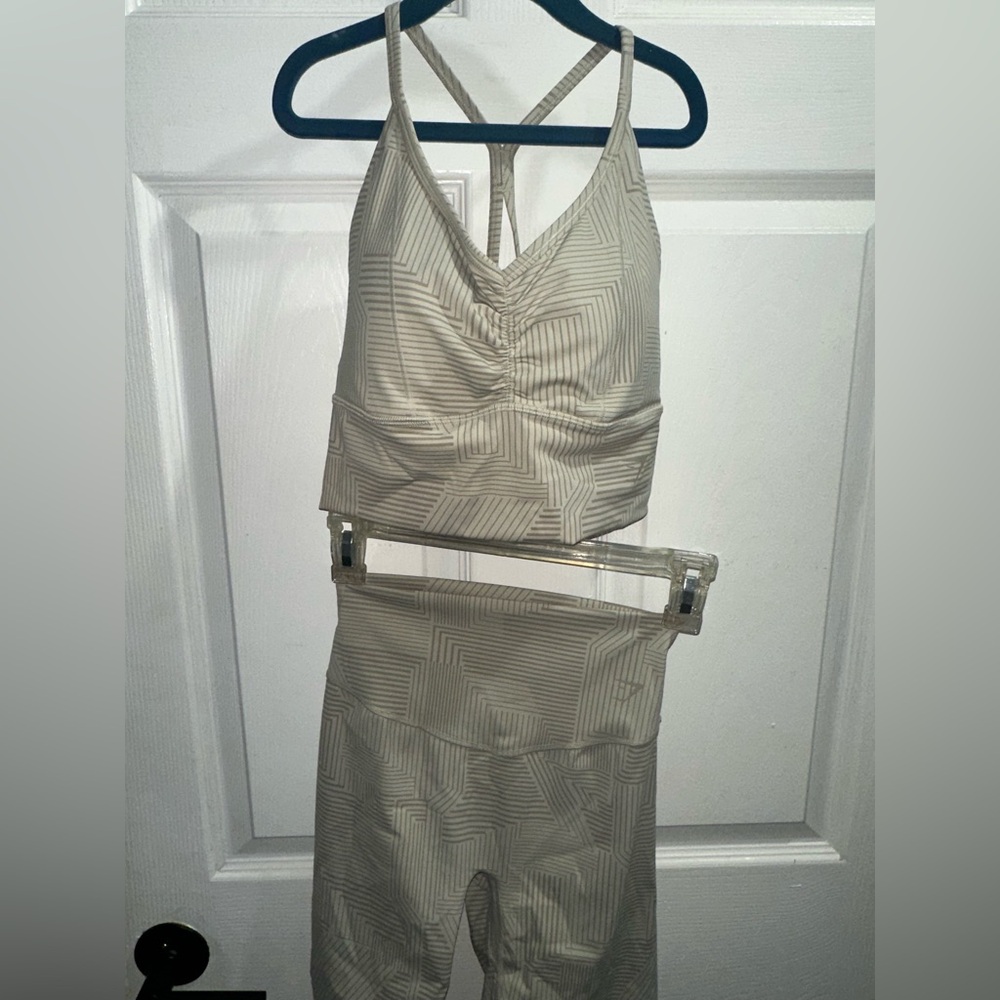 Gymshark Cream Geometric Crop Top & High-Waist Shorts Set
